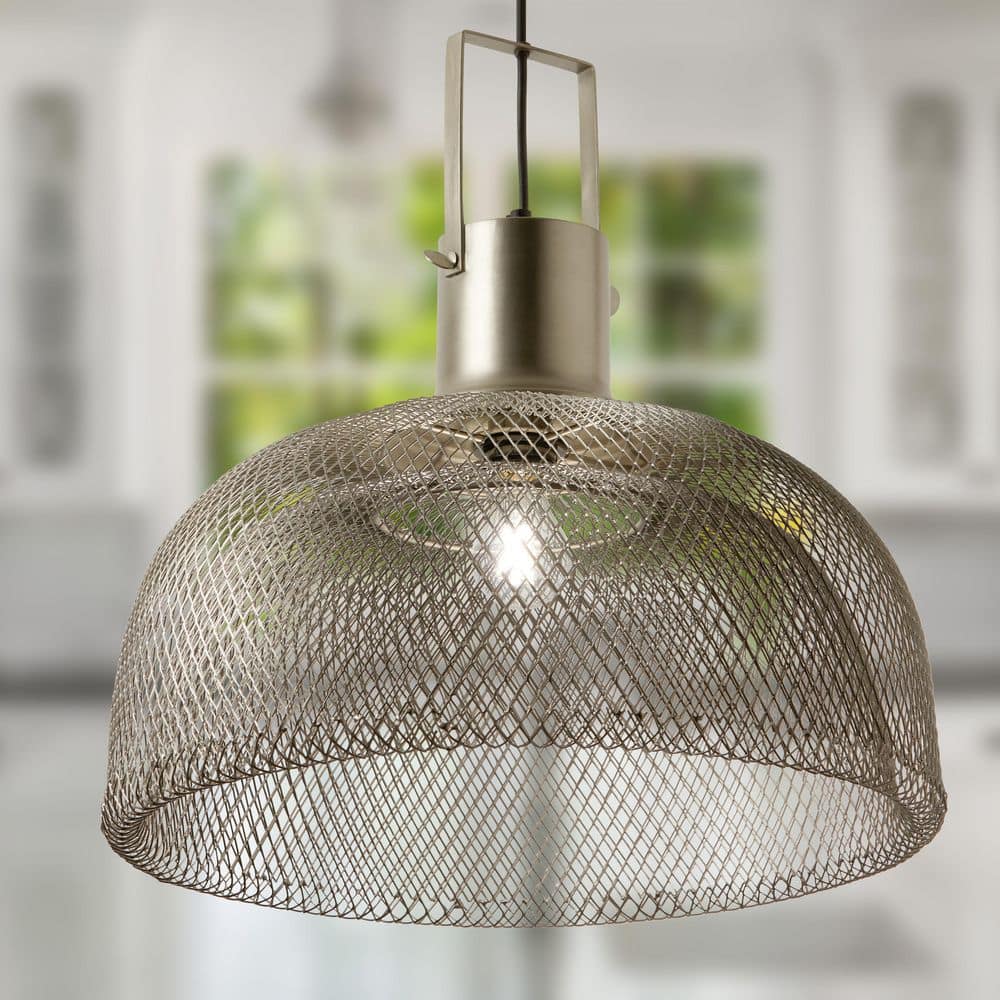Lillian 40-Watt 1-Light Nickel Mesh Dome Shaded Pendant Light with Metal Shade price history on PriceWatchPro