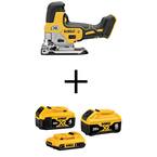 20V MAX XR Lithium-Ion Cordless Barrel Grip Jigsaw with Premium 6.0Ah Battery, XR 4.0Ah Battery and 2.0Ah Battery