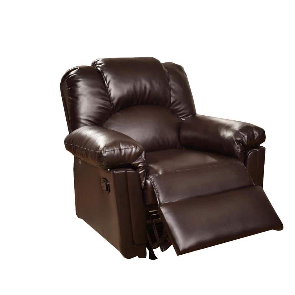 brown bonded leather glider recliner