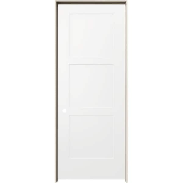 JELD-WEN 30 in. x 80 in. Birkdale White Paint Right-Hand Smooth Hollow Core Molded Composite Single Prehung Interior Door