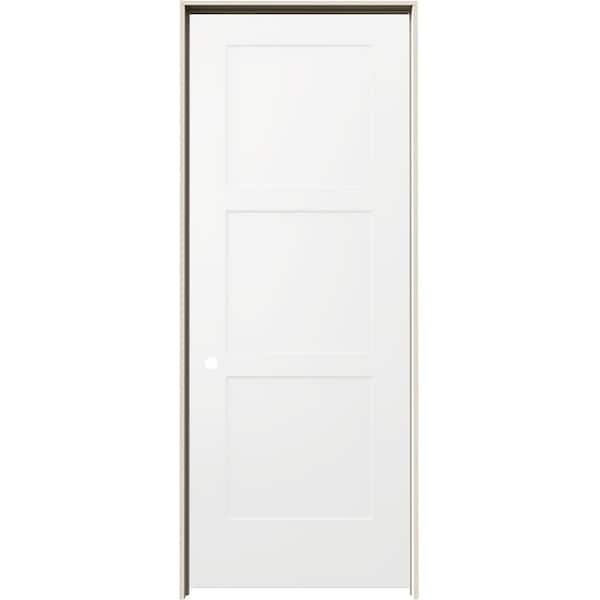 JELD-WEN 32 in. x 80 in. Birkdale White Paint Right-Hand Smooth Hollow Core Molded Composite Single Prehung Interior Door