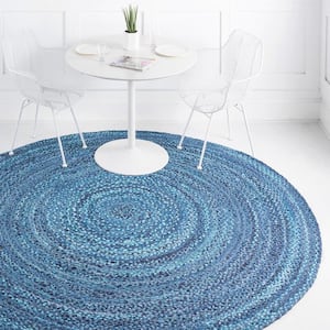 Braided Chindi Blue 8 ft. x 8 ft. Round Area Rug