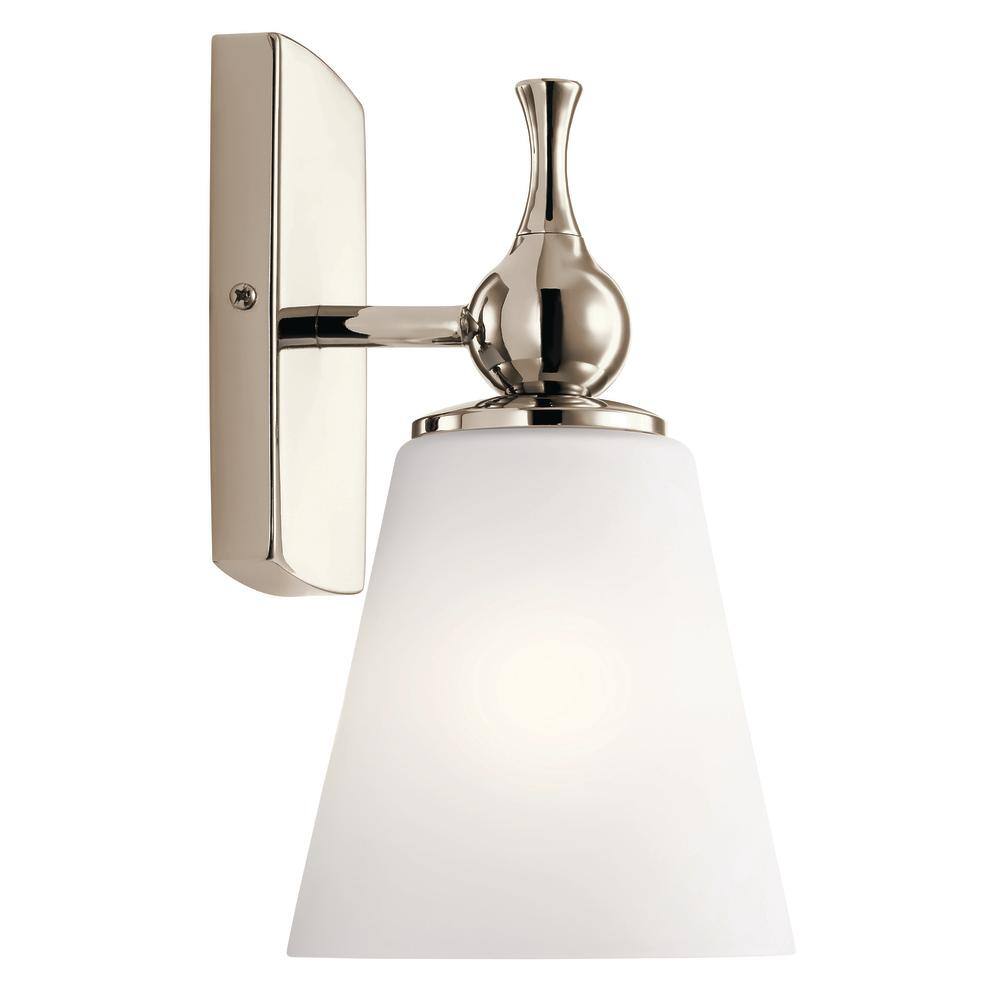 Polished Nickel 6'' Wall Sconce with Satin Etched Glass