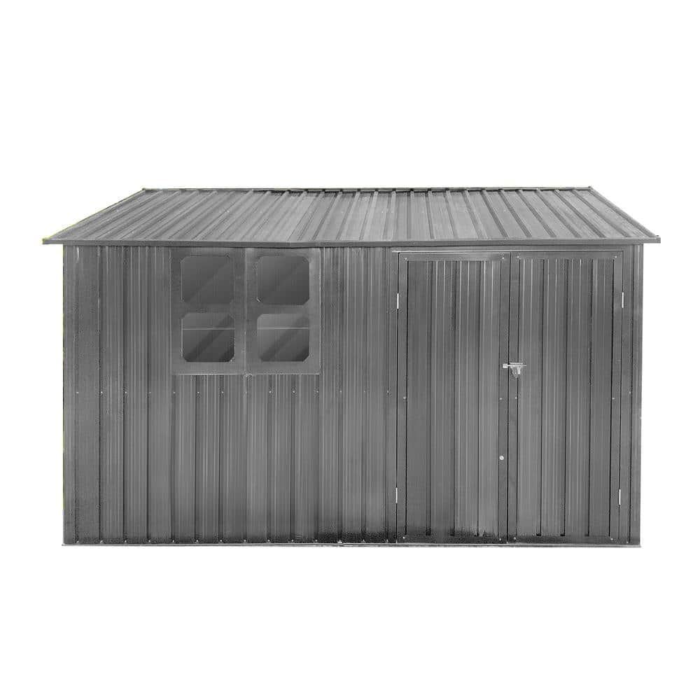 10 ft. W x 8 ft. D Outdoor Storage Metal Shed with Vents, Windows, Hooks, L