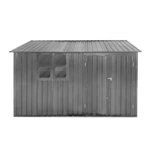 10 ft. W x 8 ft. D Outdoor Storage Metal Shed with Vents, Windows, Hooks, Lockable Door, Gray (74 sq. ft.)