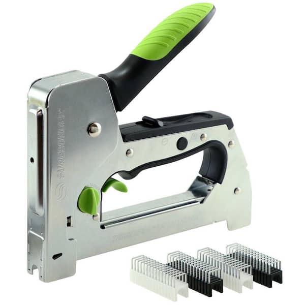 Surebonder Heavy-Duty Triggerfire Cable Tacker Secures Low Voltage Coax/Ethernet Cable-UL Listed Insulated Staples Included