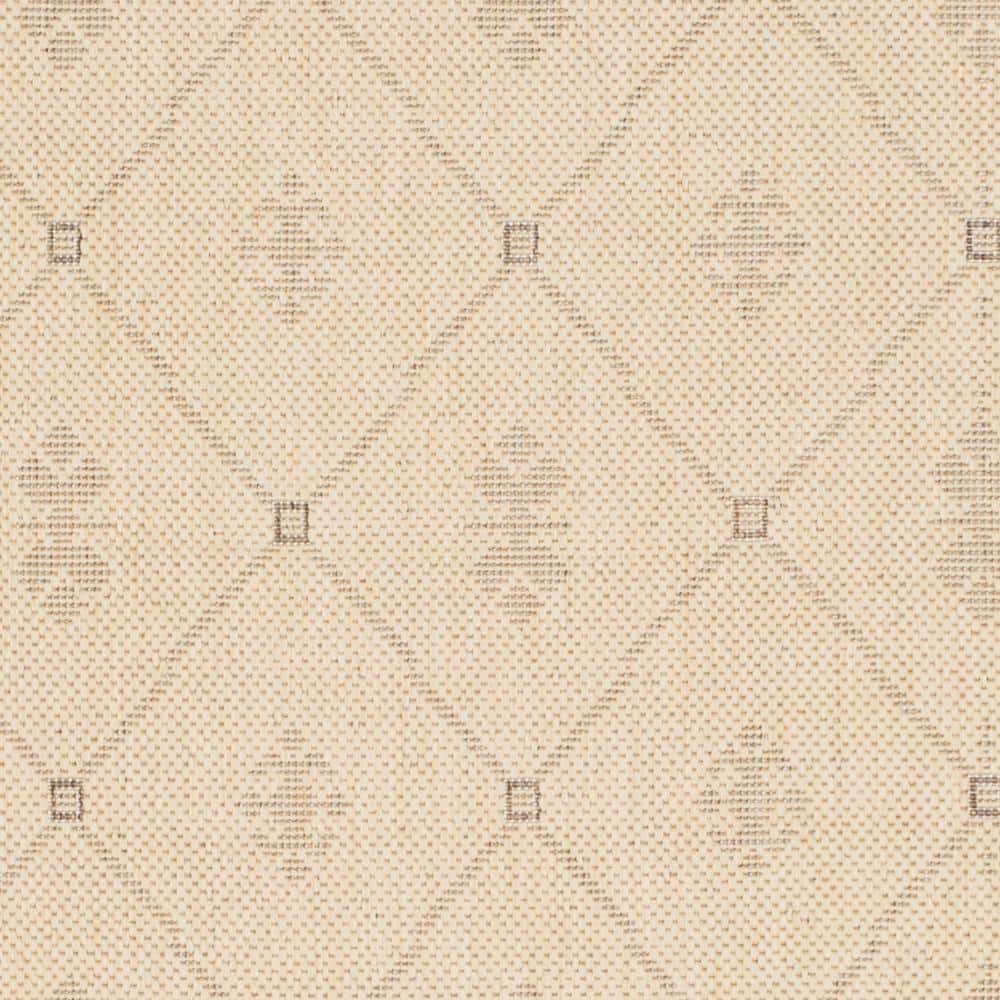 Natural Beige Synthetic Outdoor Area Rug with Floral Motif
