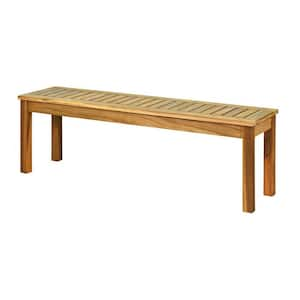 52 in. Acacia Wood Outdoor Bench Ottoman Wood Bench for Dining Room Entryway Poolside Garden