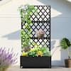 TUYOHW 73 in. x 35 in. Raised Garden Bed with Trellis, Metal Planter Box Drainage Holes, Outdoor Planter Box on Wheels, Black HW92020-ZLL-PY