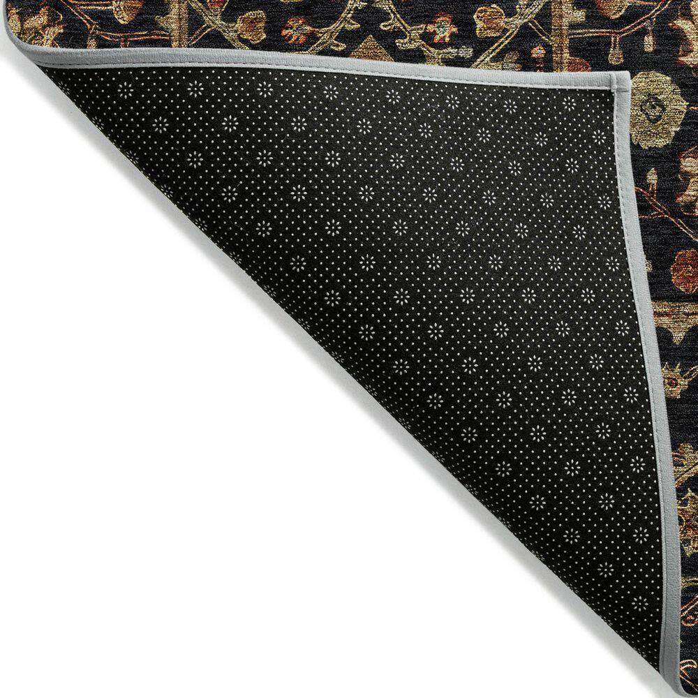 Black Rectangular Synthetic Washable Area Rug 3' x 5'