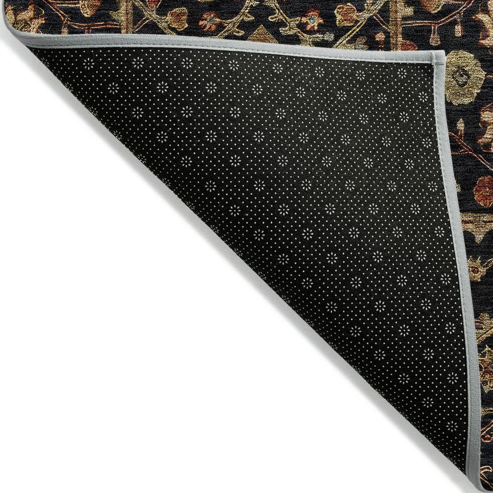 Addison Black Round Synthetic Washable 8' Rug