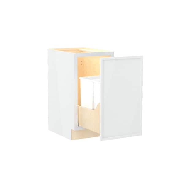 Franklin 18 in. W x 24 in. D x 34.5 in. H Assembled Plywood Trash Can Kitchen Cabinet in Vesper White with Soft Close