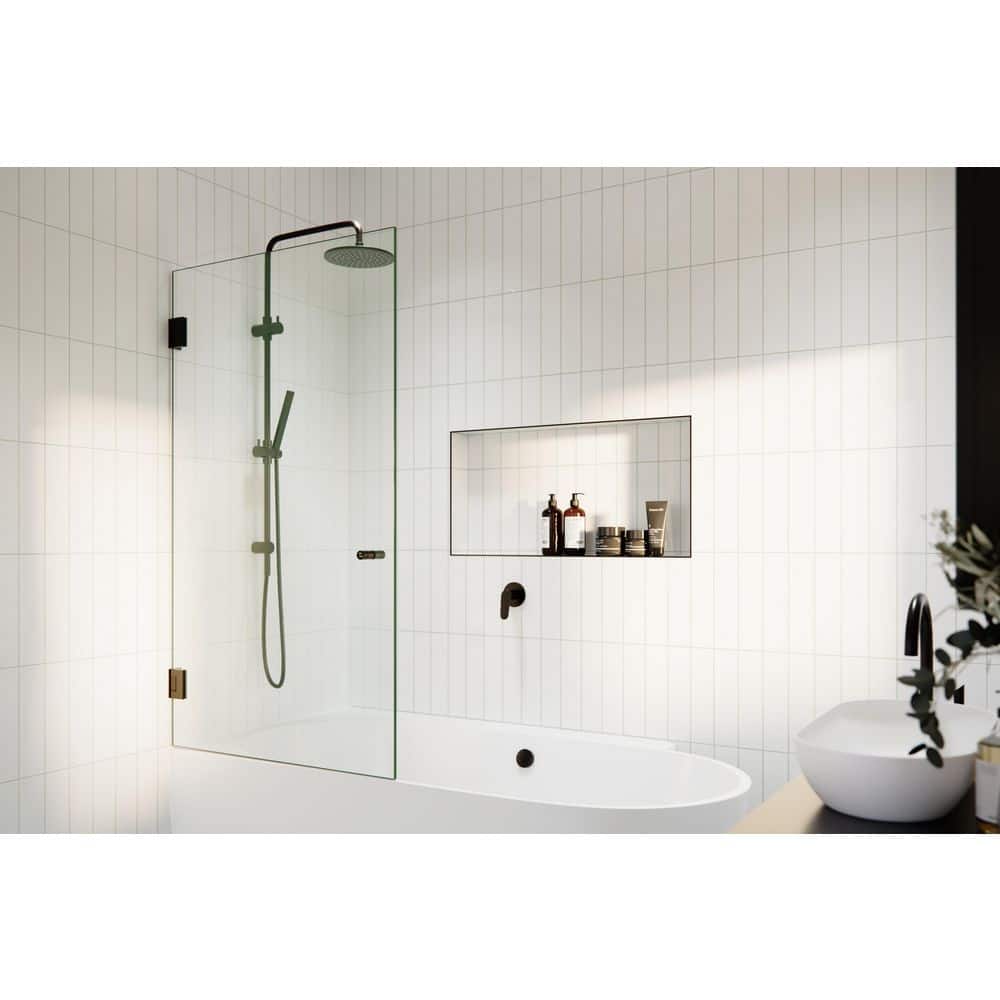 Albedo 31.25 in. W x 58.25 in. H Frameless Wall Hinged Tub Door in Oil Rubbed Bronze with Clear Glass price history on PriceWatchPro