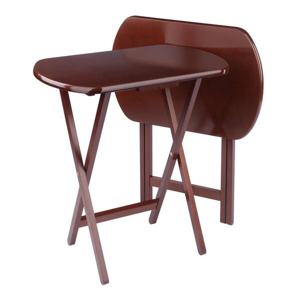 Winsome Wood Corbett 15.75 In Walnut Oversized 2-Pc Snack/End