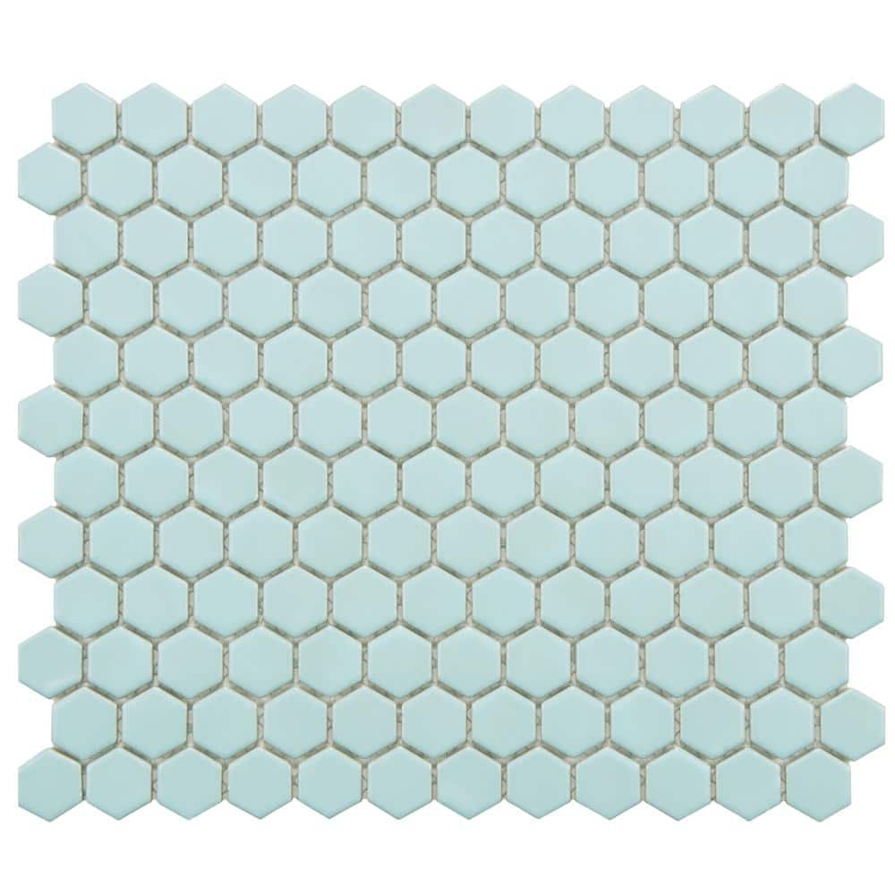 Metro 1 in. Hex Matte Light Blue 6 in. x 6 in. Porcelain Mosaic Take Home Tile Sample price history on PriceWatchPro