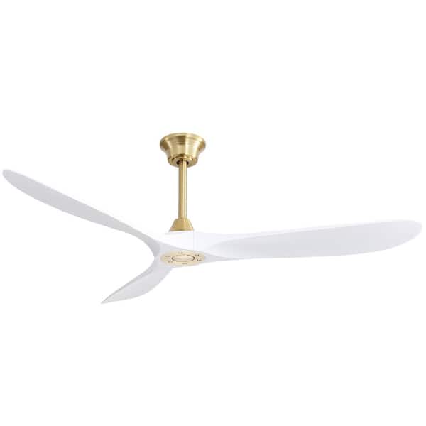 Sofucor 60 in. Indoor/Outdoor Modern Gold Ceiling Fan without Light 6-Speed Remote Control