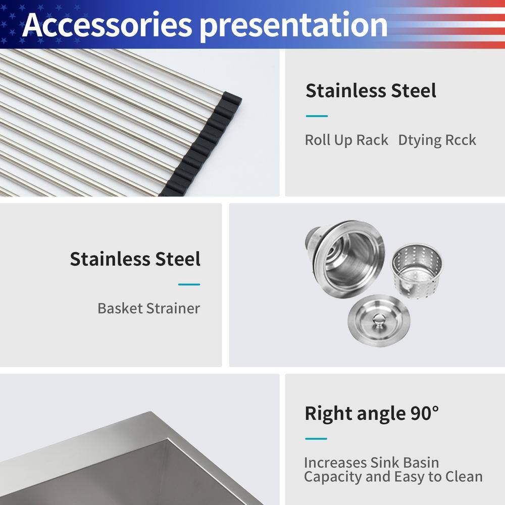 Rainlex 33" Stainless Steel Farmhouse Apron Double Bowl Kitchen Sink