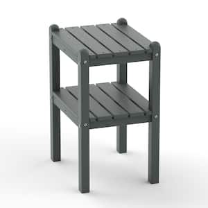 Gray Plastic Outdoor Double Side Table with Weather Resistant and Waterproof