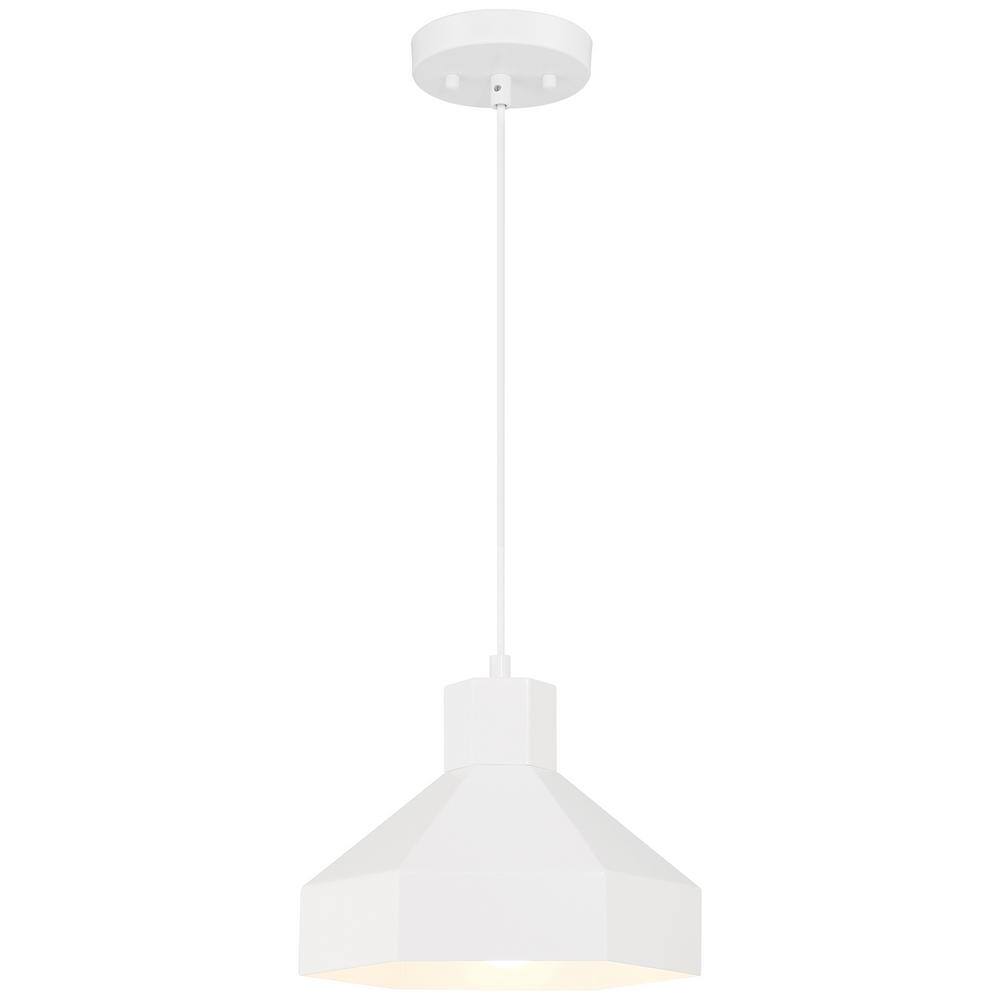 Poly 60-Watt 1-Light Matte White Shaded Pendant Light