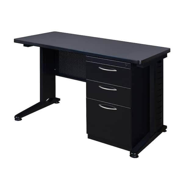 Regency Pendulum 48 in. W x 24 in. D Grey Single Pedestal Desk