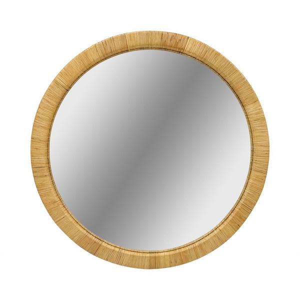 Nova 35.80 in. W x 35.80 in. H Natural Rattan Round Wall Mirror