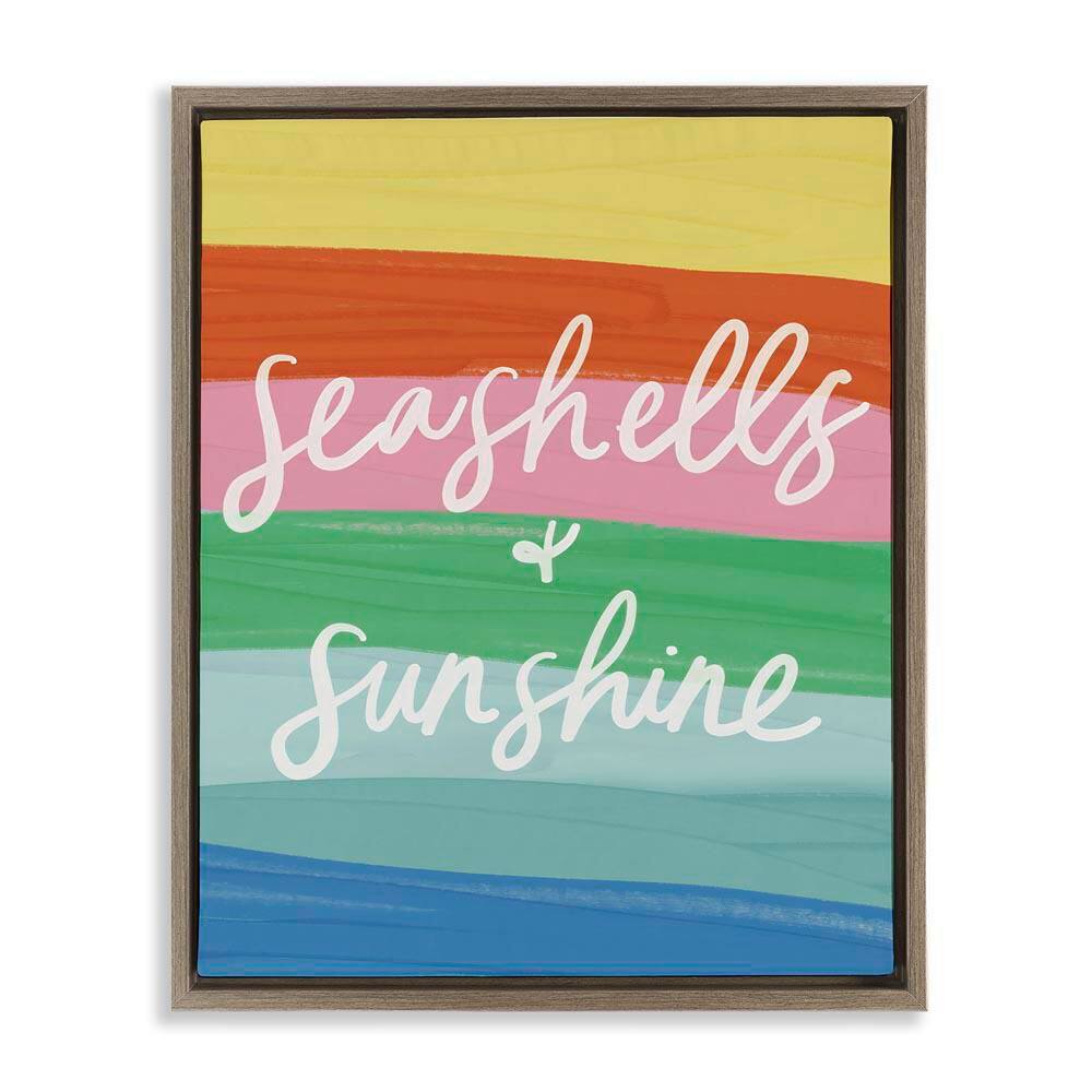 Seashells & Sunshine on Rainbow by Amanda Houston Brown Floater Frame Typography Graphic Art Print 31 in. x 25 in. price history on PriceWatchPro