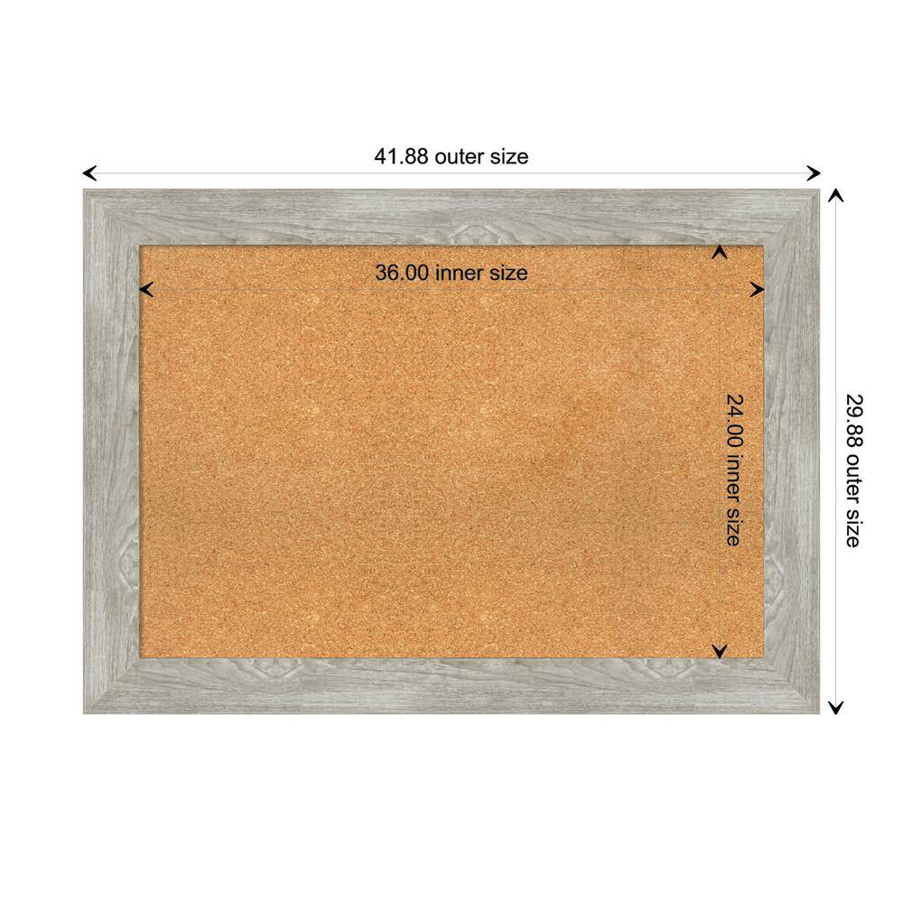 Dove Greywash Framed Natural Cork Bulletin Board 46" x 34"