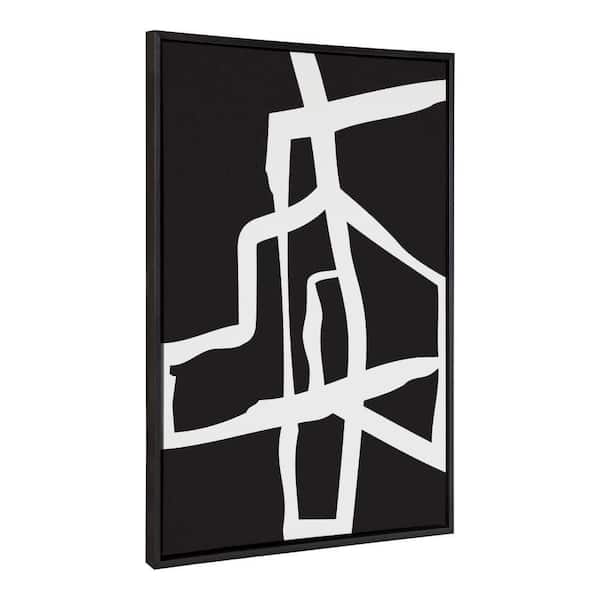 Kate and Laurel Sylvie Bold Sophisticated Abstract White Stroke by the Creative Bunch Studio Framed Art Print 28 in. x 38 in.