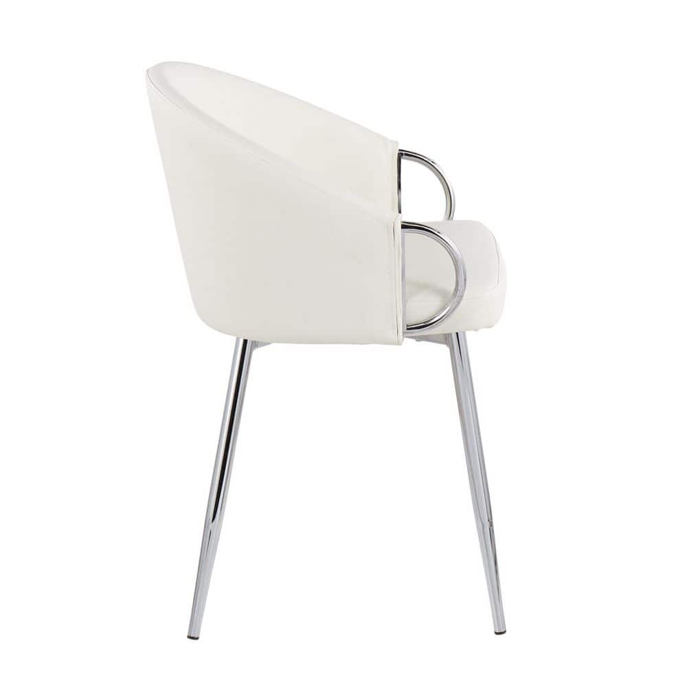 Claire White Faux Leather and Chrome Dining Chair Set