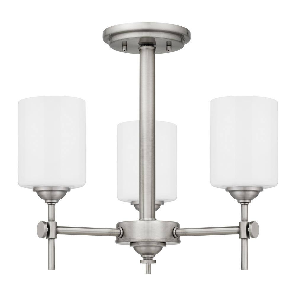Aria Opal Glass & Polished Nickel 3-Light Semi-Flush Mount