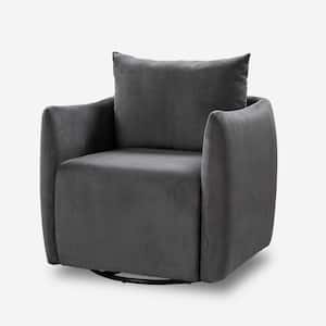 Erica Charcoal Upholstered Swivel Barrel Chair with Reversible Backrest