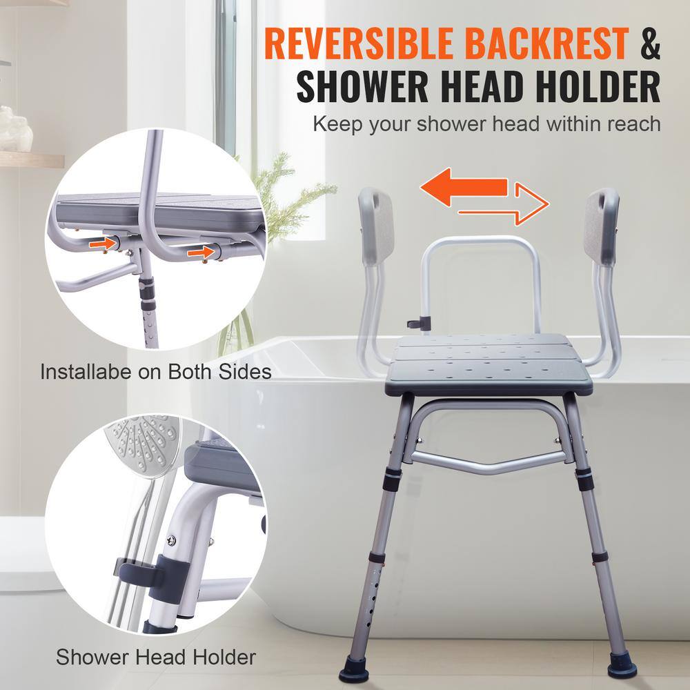Adjustable Gray Aluminum Tub Transfer Bench with Backrest