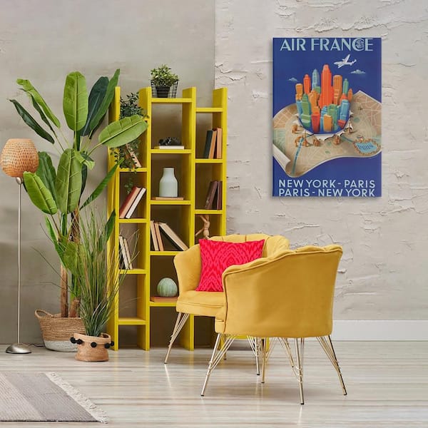 Air France Vintage Travel by Marcus Jules Unframed Typography Graphic Art Print 36 in. x 24 in.