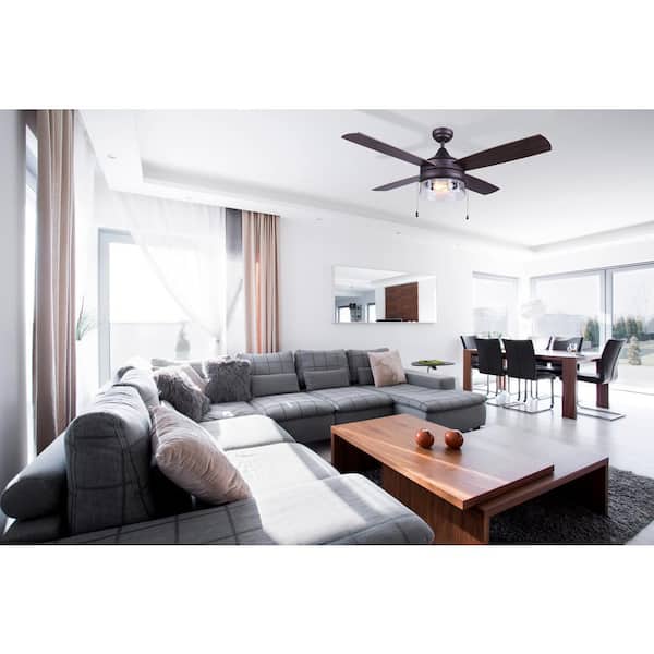 Mill 48 in. Indoor Oil Rubbed Bronze Downrod Mount Ceiling Fan with Light Kit