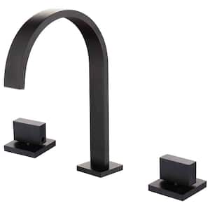 8 in. Widespread Three Hole 2-Handle 1.5 GPM Watersense Bathroom Faucet in Matte Black