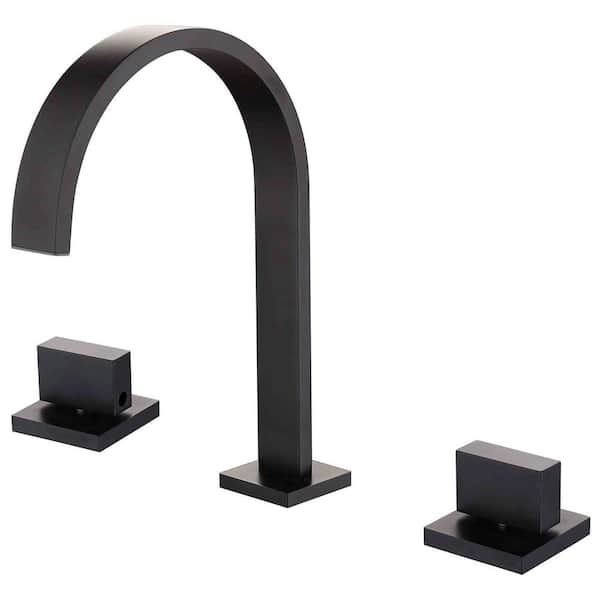 Flynama 8 in. Widespread Three Hole 2-Handle 1.5 GPM Watersense Bathroom Faucet in Matte Black