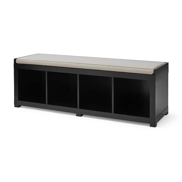 Unbranded Cougar Home 20 in. H x 58 in. W Black 4-Cube Storage Shoe Storage Bench