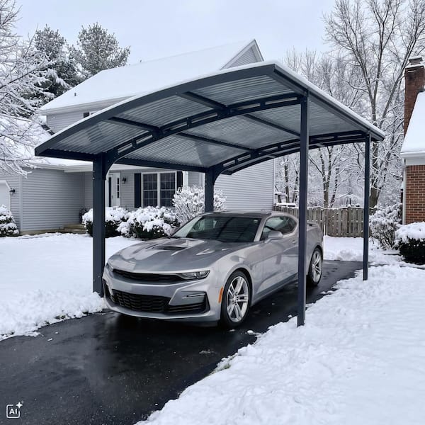 Arizona Wave 10 ft. x 16 ft. Gray Single Slope Cantilever Metal Carport with Detachable Winter Support Kit