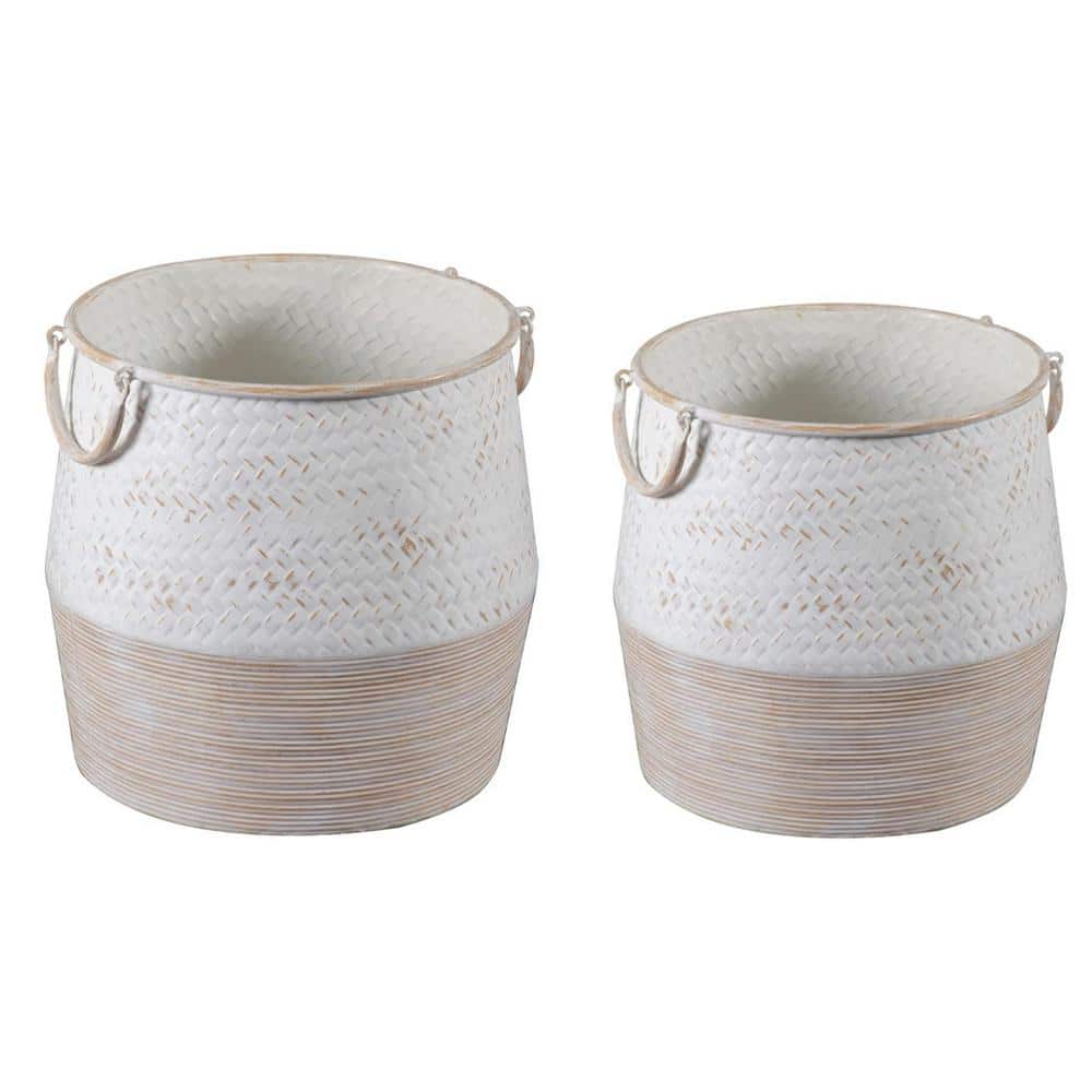 LuxenHöme 2-Piece Shabby-Chic Two-Tone Metal Vase Set 