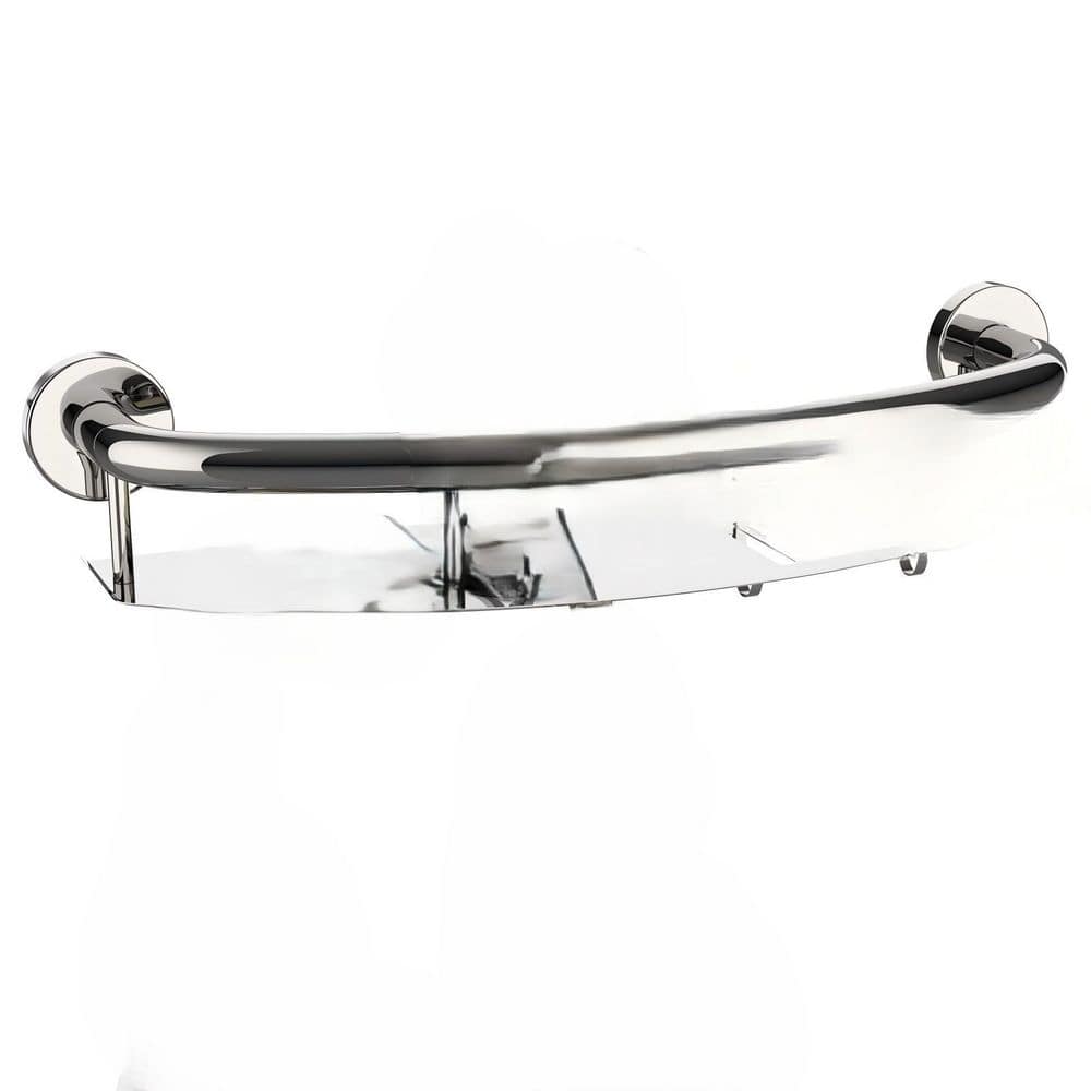 Wudkey 18 in. Stainless Steel Shower Grab Bar with Storage Shelf, 2 in ...