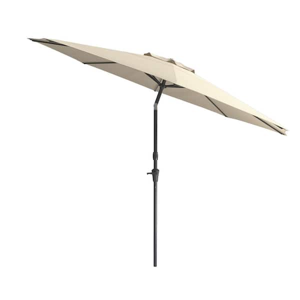 CorLiving 10 ft. Aluminum Wind Resistant Market Tilting Patio Umbrella in Warm White