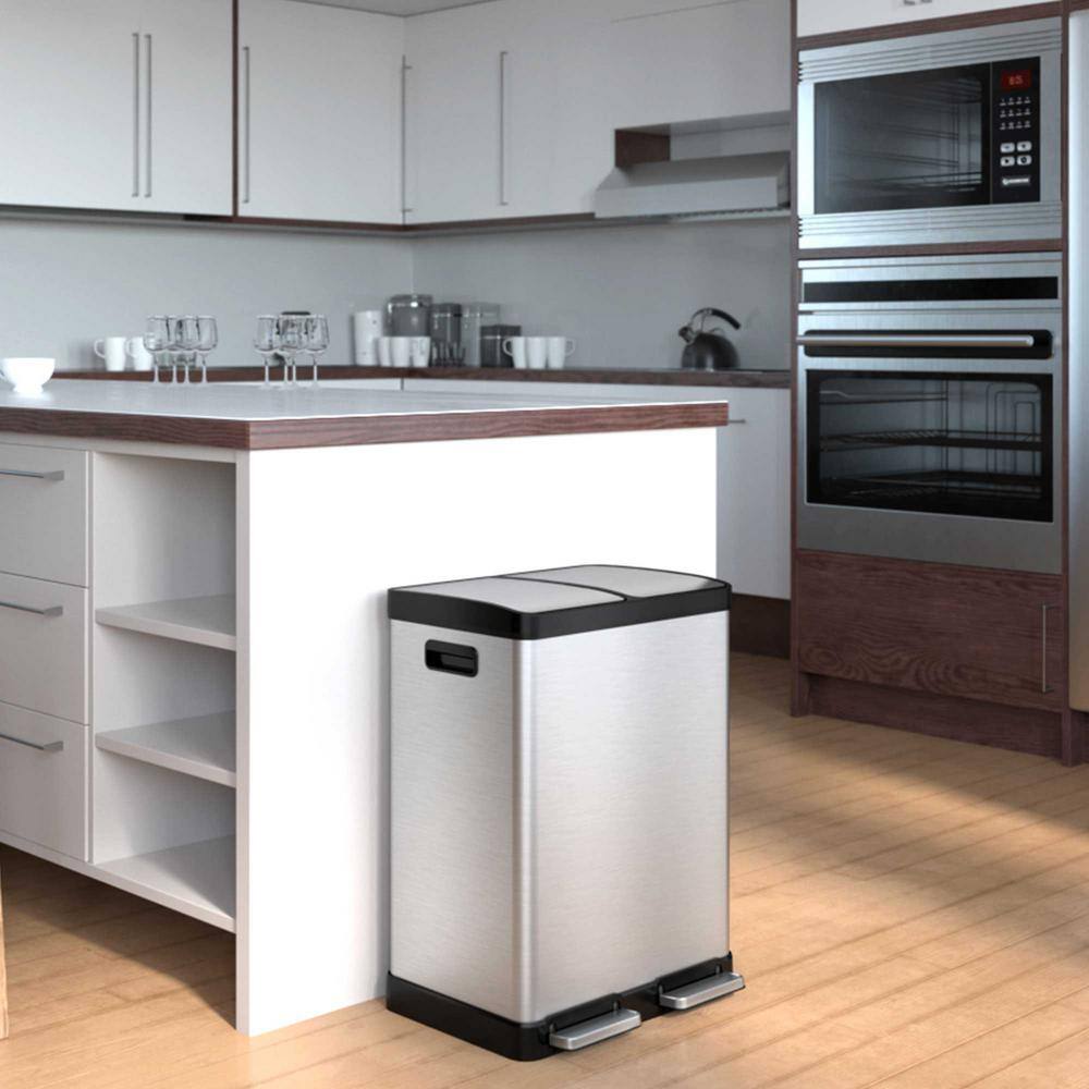 16 Gallon Stainless Steel Dual Step Kitchen Trash Can