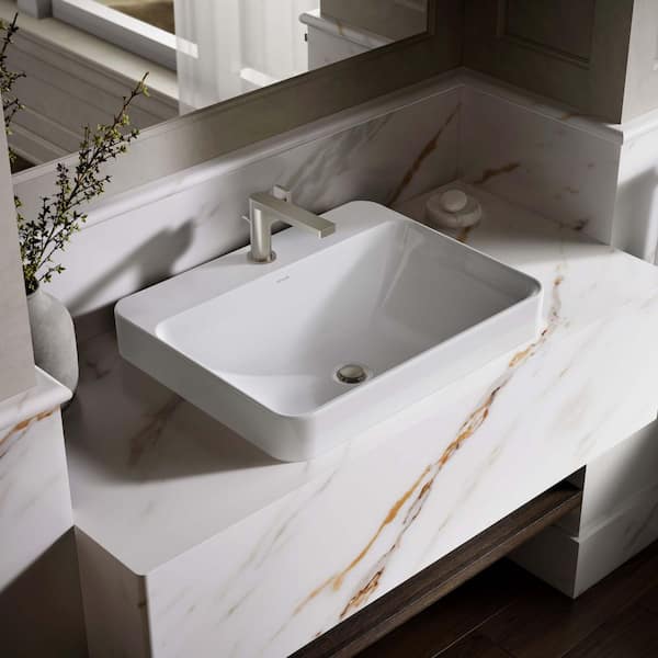 KOHLER Vox 23 in. Rectangle Vitreous China Vessel Sink in White with Overflow Drain