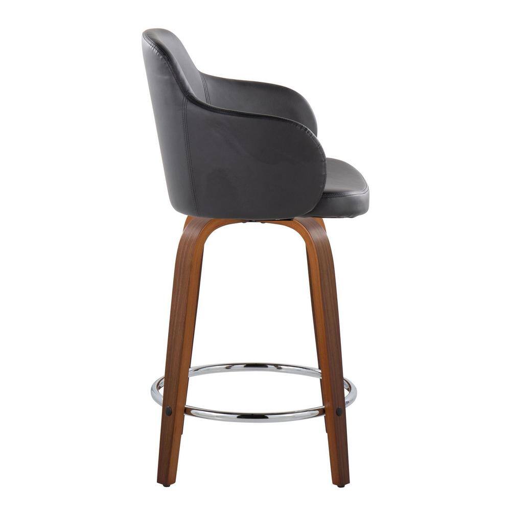 Boyne Black Faux Leather Swivel Counter Stools Set of 2