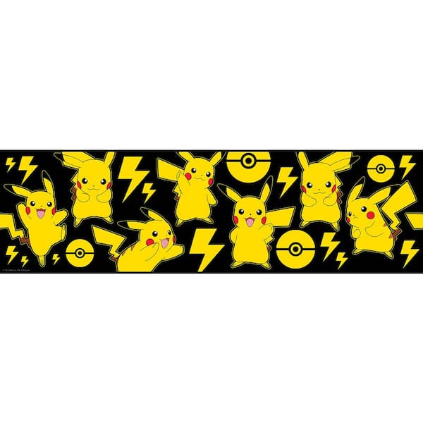 RoomMates Yellow Pokémon Pikachu Peel and Stick Matte Vinyl Wallpaper Border
