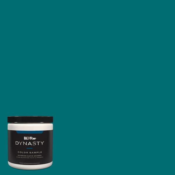 BEHR DYNASTY 8 oz. #MQ6-35 Teal Motif One-Coat Hide Satin Enamel Stain-Blocking Interior/Exterior Paint and Primer Sample