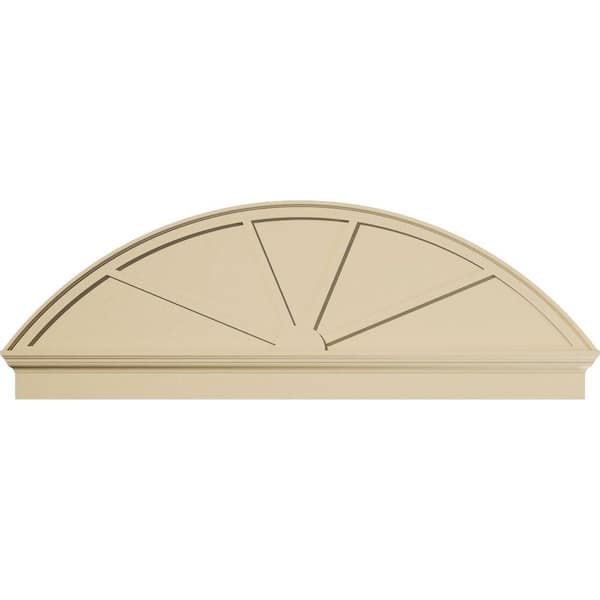 Ekena Millwork 70-in. W x 24-3/8-in. H x 2-3/4-in. P Segment Arch 4 Spoke Signature Urethane Combination Pediment, Primed Tan