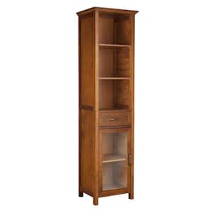 Avery 17 in. W x 65 in. H x 13.5 in. D Freestanding Linen Storage Cabinet in Oil Oak