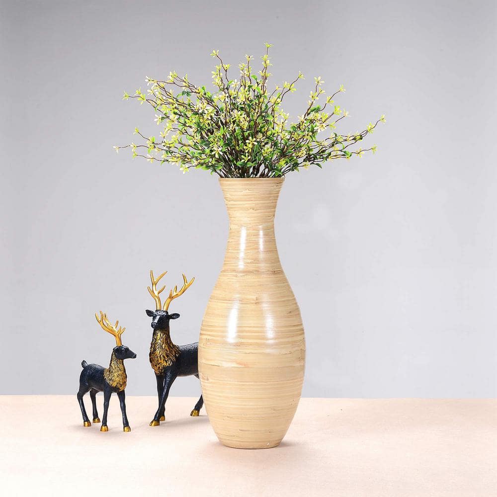 Natural Bamboo Handcrafted 20-Inch Tall Decorative Floor Vase
