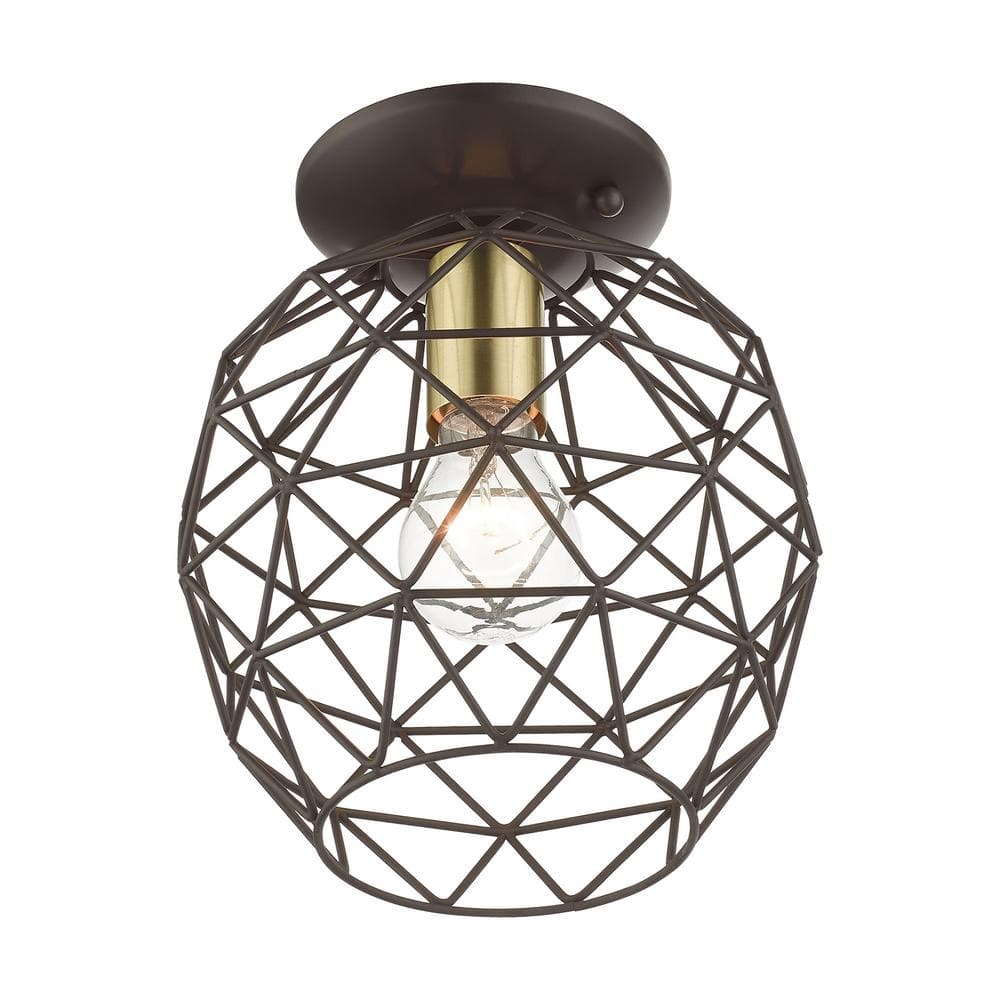 Geometrix Bronze Hand-Welded Glass LED Flush Mount
